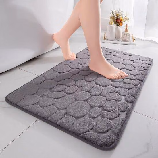 Tappetino in schiuma espansa 40 x 60 cm, grigio scuro, antiscivolo, per il bagno e il soggiorno.