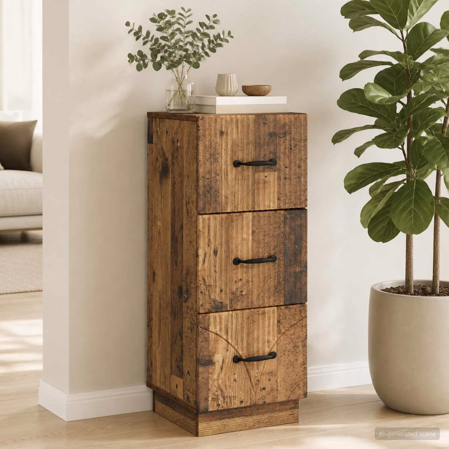 Carrello mobile con cassetti vidaXL in legno ingegnerizzato marrone, L/P/H: 33 x 34,5 x 87 cm