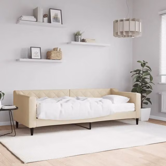 Divano Letto con Materasso-Sofa Letto-Daybed Crema 80x200 cm in Tessuto 597359