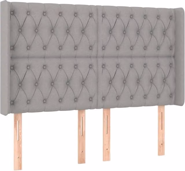 Testiera ad orecchio in tessuto grigio chiaro L: 147 cm, P: 16 cm, H: 118/128 cm