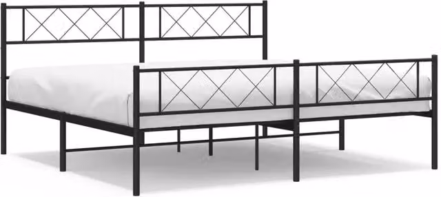 Letto matrimoniale Design In con pediera in metallo nero opaco L/P: 180 x 200 cm
