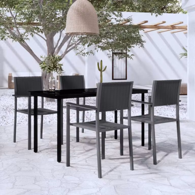 Maison Exclusive - Set da pranzo da giardino 5 pezzi nero