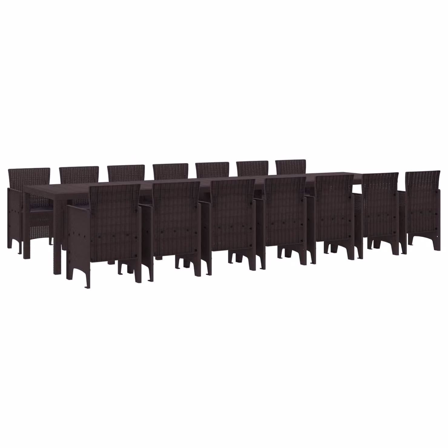 Set da pranzo da giardino vidaXL in rattan marrone con 15 pezzi e cuscini