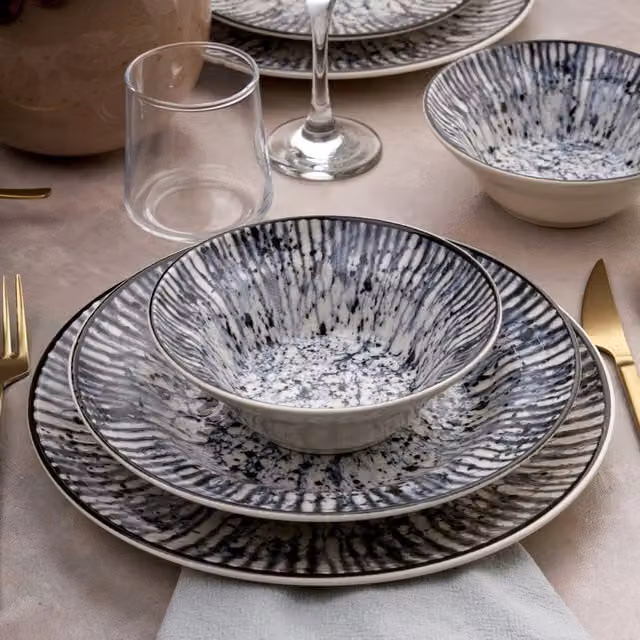 Servizio piatti DMORA Nipa in ceramica, set da 24 pezzi, multicolore