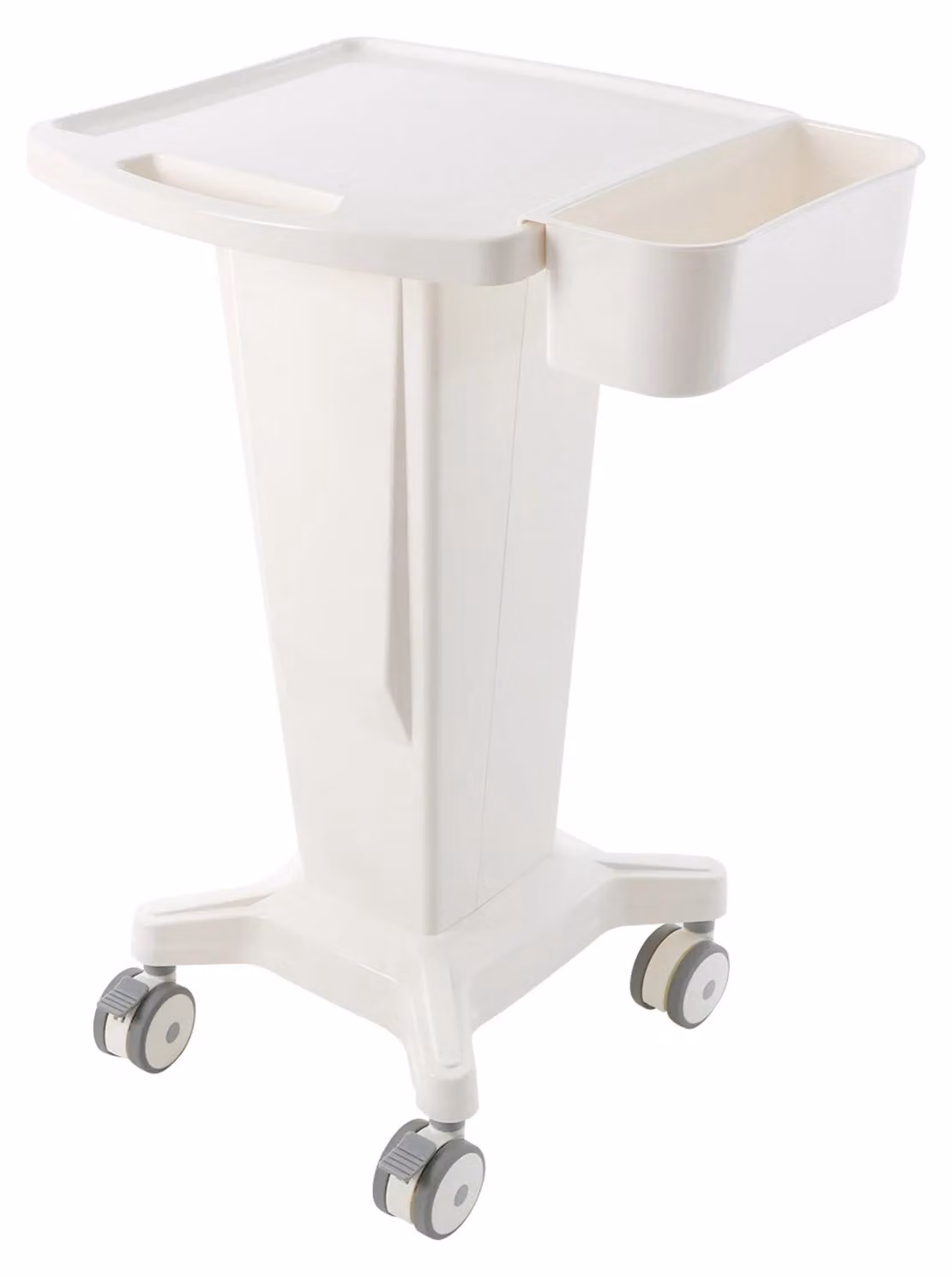 Carrello portaoggetti mobile – Carrello su ruote per saloni e laboratori – Materiale: ABS – Capacità di carico: 60 kg – Ruote con freno – Supporti laterali – Colore: bianco