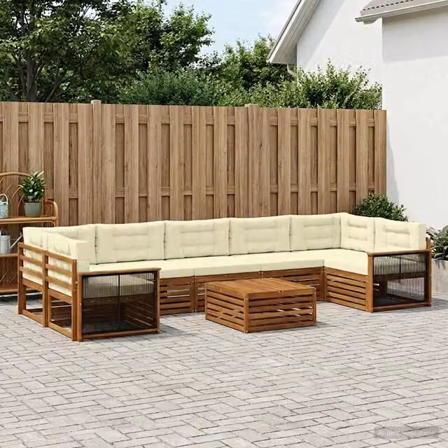 Set di divani da esterno 8 pz vidaXL in legno di acacia colore naturale e beige