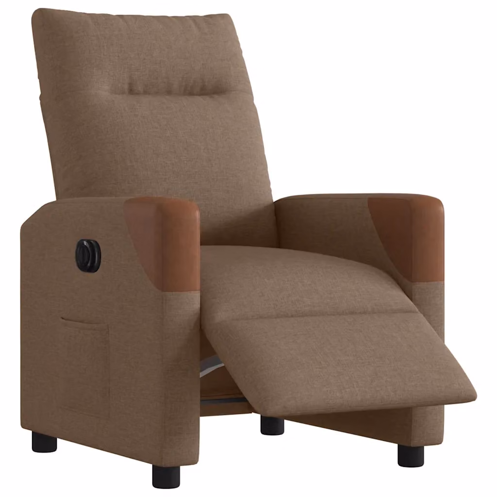 Poltrona elettrica reclinabile relax vidaXL in tessuto marrone con braccioli – 2