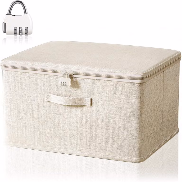 Contenitore di stoccaggio con serratura a combinazione numerica, dimensioni 40x30x21 cm, robusto contenitore per abbigliamento