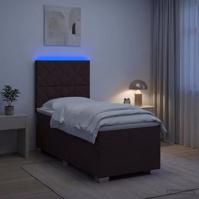 Letto box spring con materasso vidaXL in tessuto con base a sollevamento, illuminazione sottostante e porta USB, L/P: 90 x 200 cm – 1