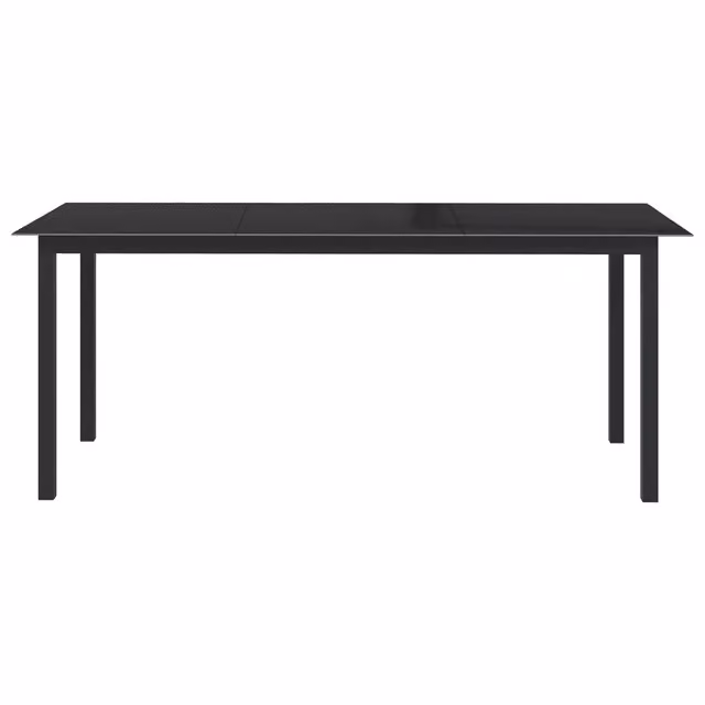 Tavolo da Giardino Nero 190x90x74 cm in Alluminio e Vetro 312202