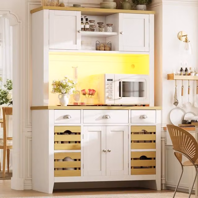 Armadio da cucina 120x40x188 cm con illuminazione RGB LED in MDF bianco