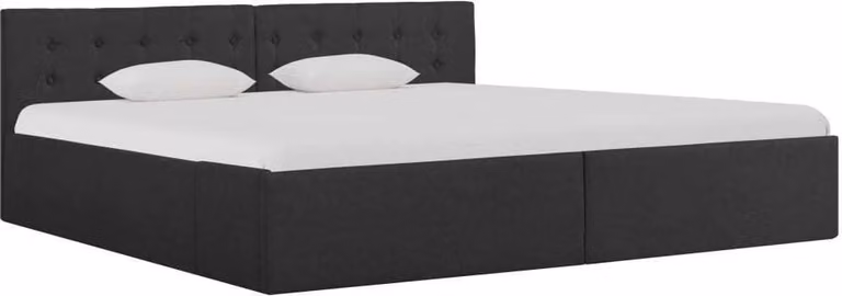 The Living Store Letto contenitore idraulico in tessuto grigio scuro 180×200 cm