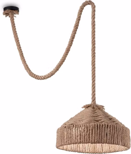 Lampada a sospensione IDEAL LUX in stile rustico con tessuto e metallo marrone, attacco E27