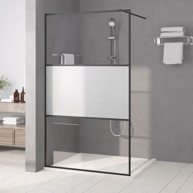 Parete Doccia Walk In vidaXL Rettangolare in Vetro Semi Smerigliato L: 115 cm, H: 195 cm – 1