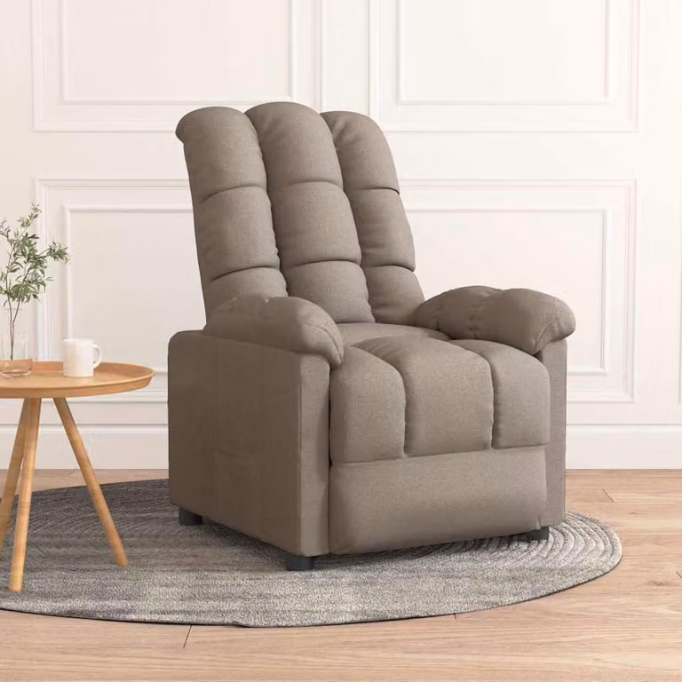 vidaXL Poltrona Reclinabile in Tessuto con Braccioli, Colore Grigio Beige
