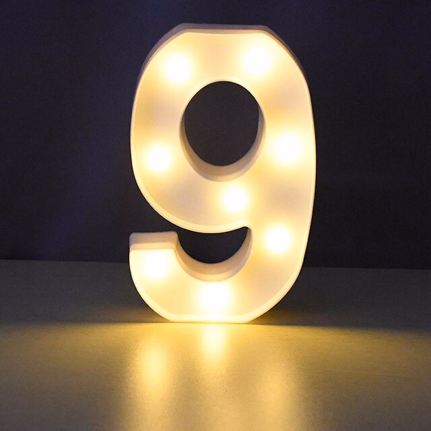 Numero 3D illuminato a LED, numero 9 da 22 cm