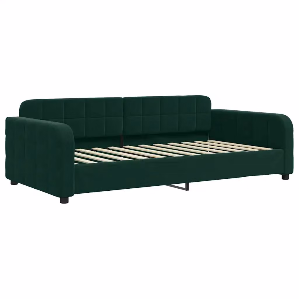 Letto da giorno moderno vidaXL in velluto verde con struttura in metallo e legno L: 200 cm, P: 110 cm, H: 71 cm – 2