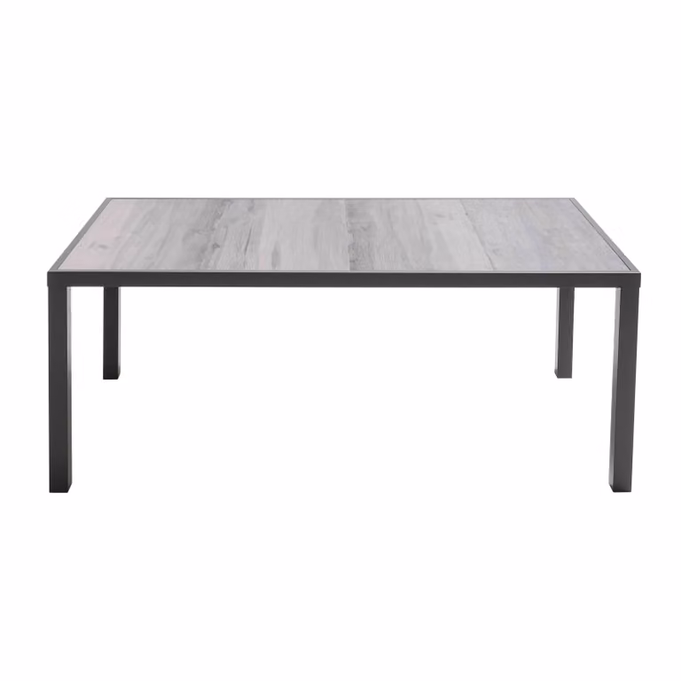 Tavolo da giardino in alluminio e Vetroceramica effetto legno grigio - Oviala Tivoli