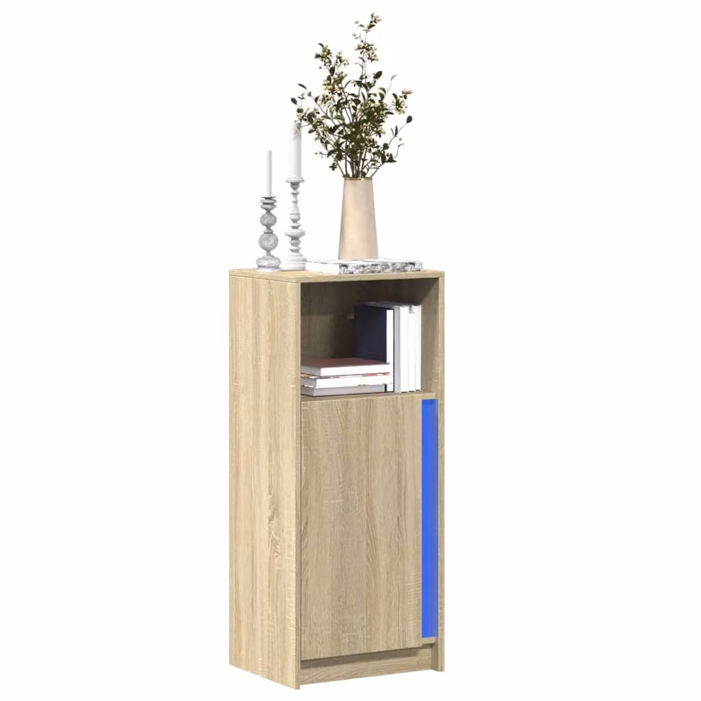 Credenza moderna vidaXL con illuminazione LED in Rovere Sonoma, L 42,5 cm x P 34 cm x H 100 cm