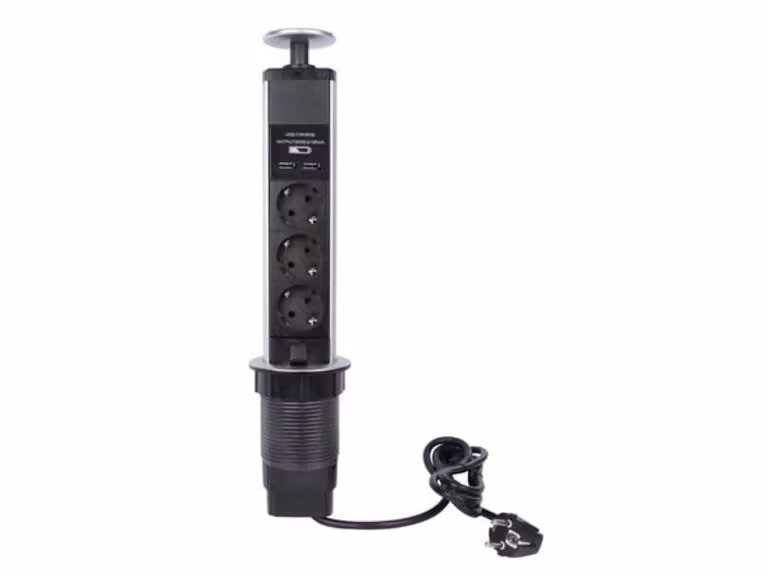 Presa da tavolo pop-up a 3 vie con 2 USB - Schuko