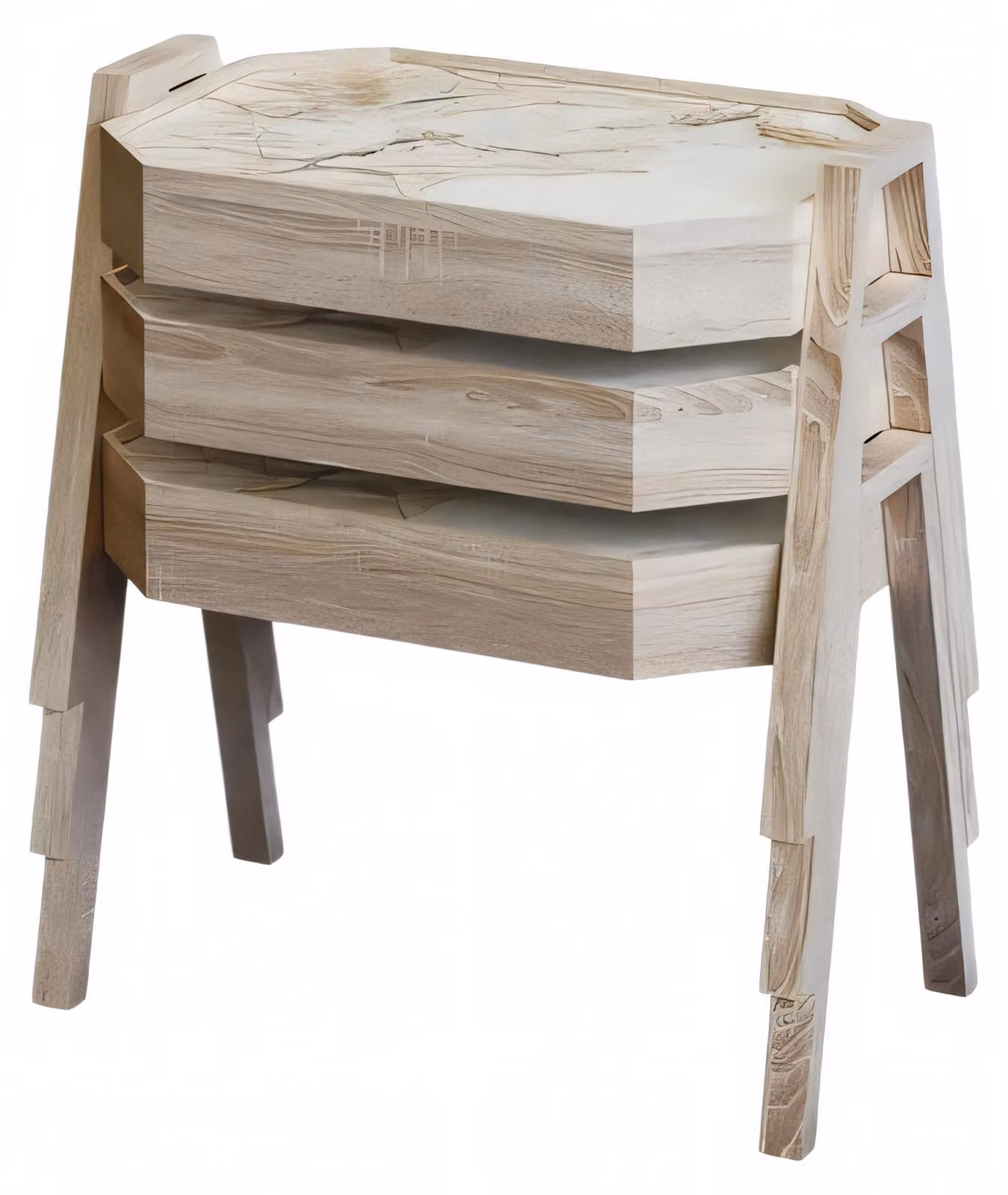 Elegantes Beiges Holz Couchtisch-Set Modern Wohnzimmermöbel