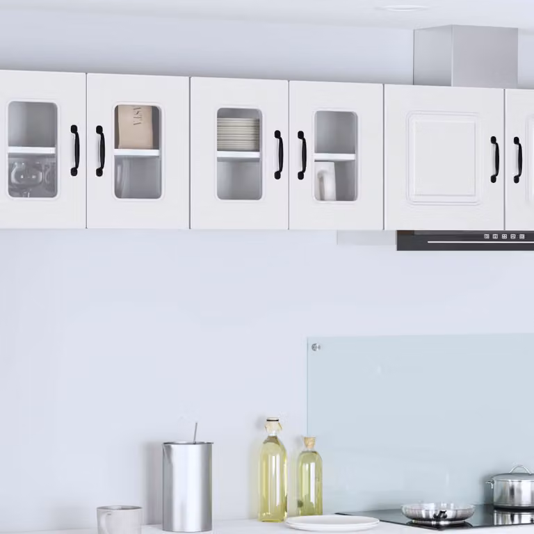 vidaXL Mobile Unità a muro per cucina moderna in MDF Bianco Opaco