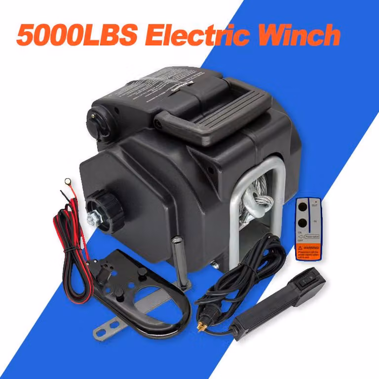 Traino elettrico da rimorchio - 12V - Capacità di traino: 2000 lbs - Portatile, con cavo in acciaio per barche e camper