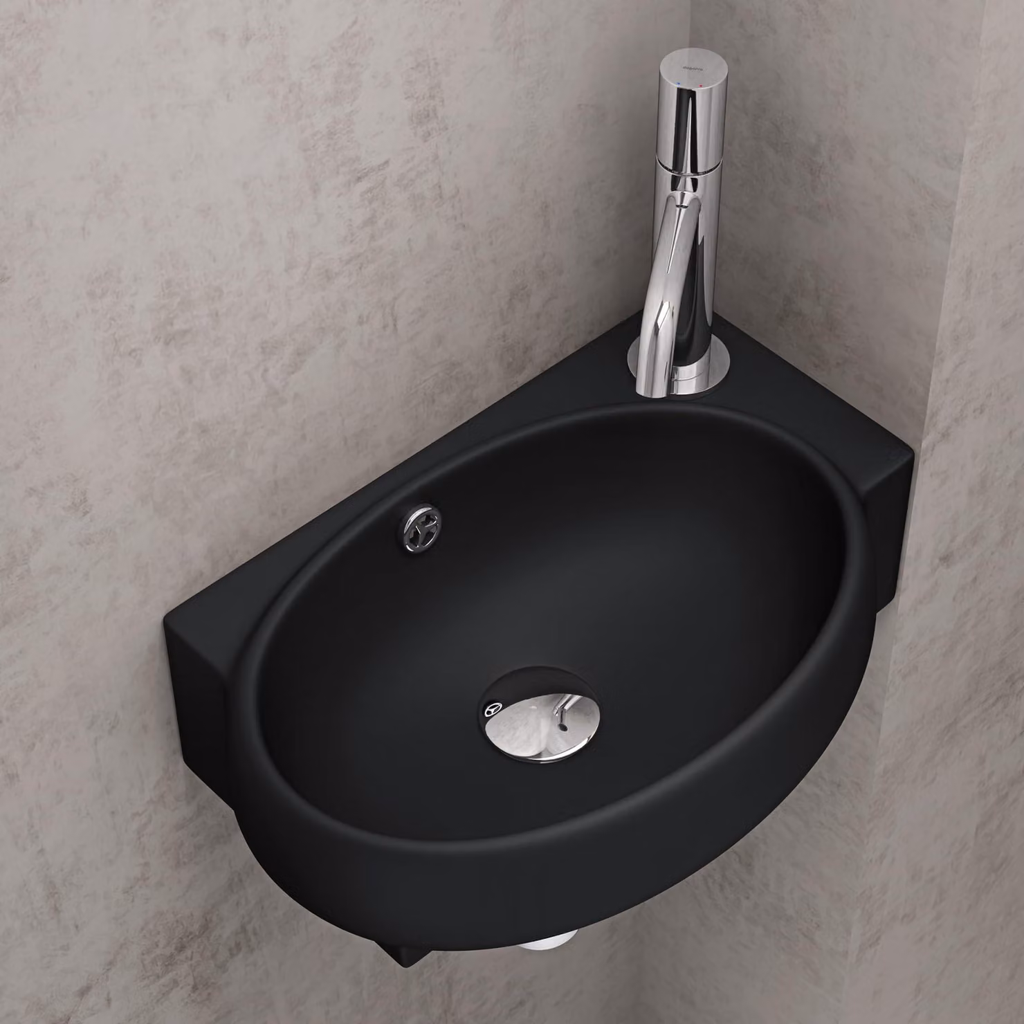 doporro Lavabo da Appoggio 42x28x15cm, Lavandino Bagno in Vetroceramica Nano Rivestimenti Inclusi Brš¹ssel001L, Nero opaco