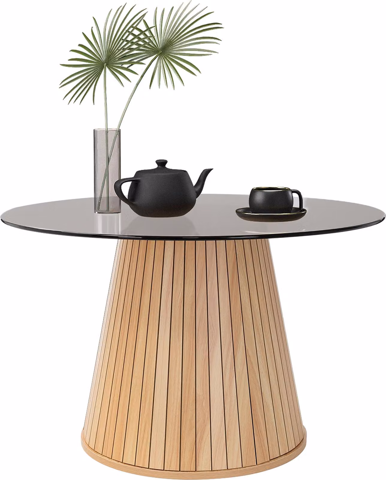 ML-Design tavolino con piano in vetro 80x80x50cm legno look marrone tavolino rotondo da salotto tavolino laterale ideale per il salotto tavolo da divano per tè e caffè