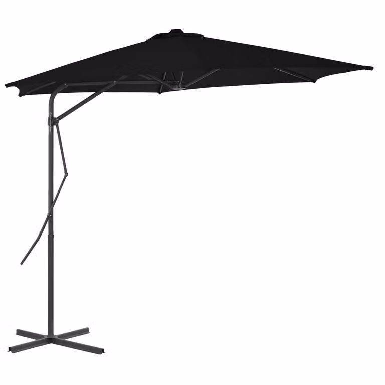 vidaXL Ombrellone con palo in acciaio 300x230 cm nero