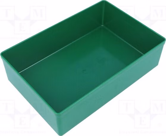 5 contenitori: per cassette da 108x162x45 mm, in polistirolo, di colore verde