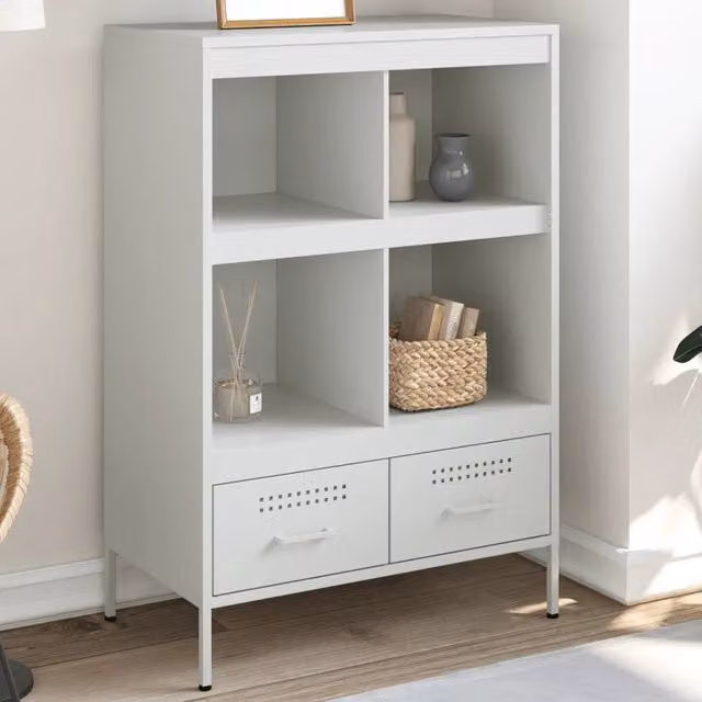 Credenza-Buffet-Armadio da cucina Bianca 68x39x101,5 cm in Acciaio 718068