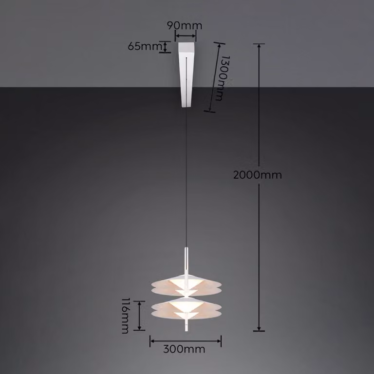 Trio Lighting Lampada a sospensione Amalo, dimmerabile, Bianco / Opale, Soggiorno / Sala da pranzo, Metallo, Moderno, Lampada a sospensione