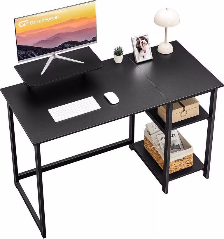 Scrivania con spazio di archiviazione e supporto per monitor per l'ufficio di casa