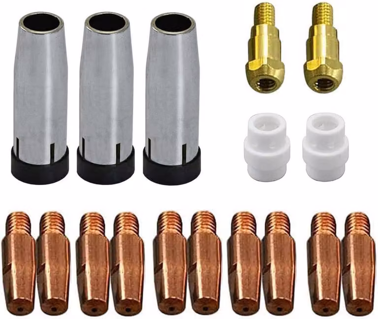 Set di 17 punte di contatto MIG MAG, modello M6, diametro 0,8 mm