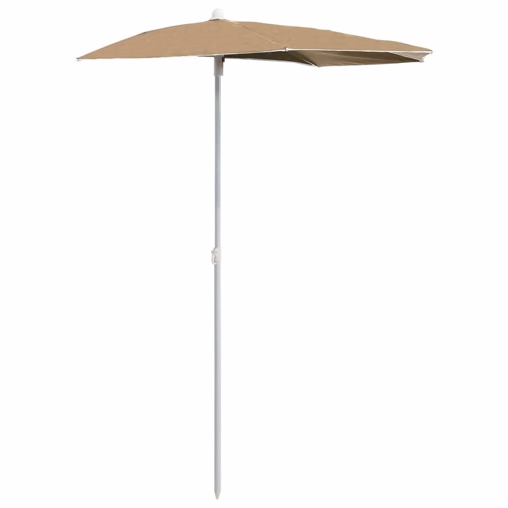 Ombrellone Semicircolare da Giardino con Palo 180x90 cm Tortora