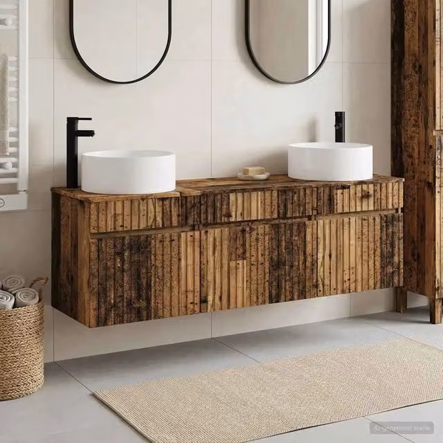 Set di Armadi da Bagno 3 pz Legno antico 49 x 44,5 x 65,5 cm