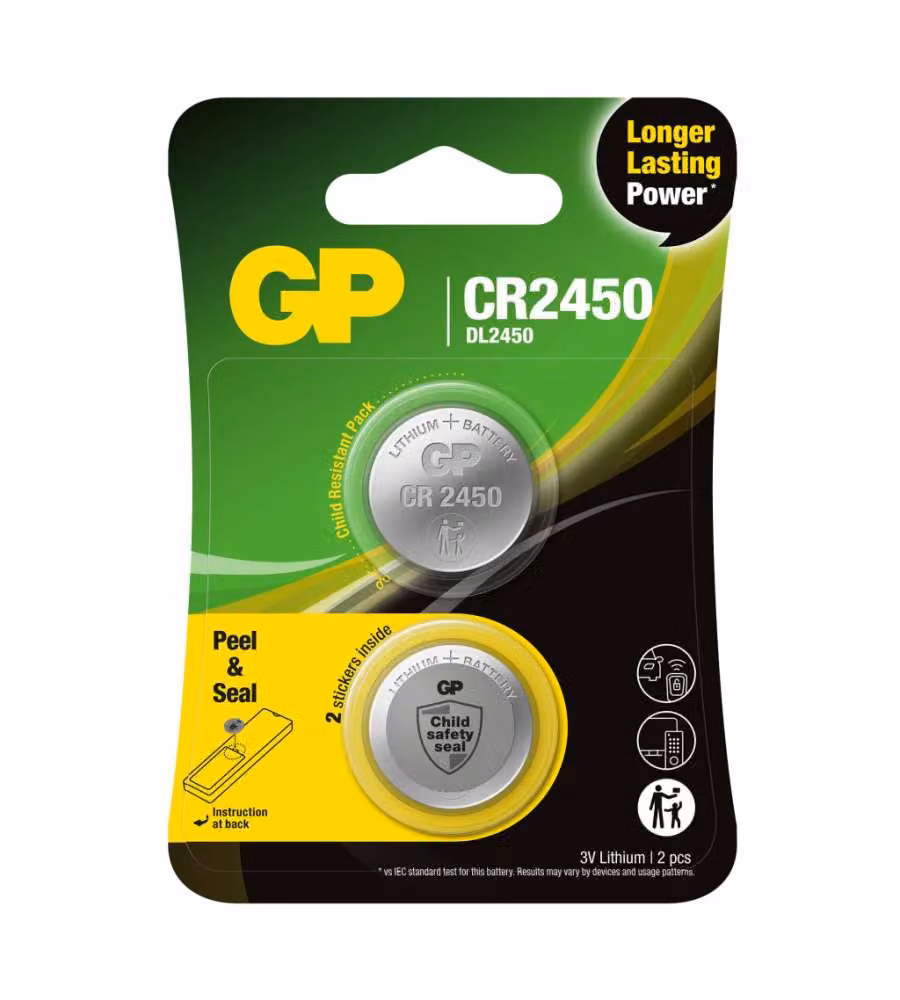 Batteria al Litio a Bottone 3V CR2450 (Blister 2 Pezzi)