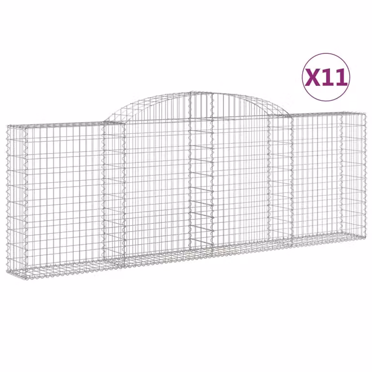 Cesti Gabbioni ad Arco 11 pz 300x30x100/120 cm Ferro Zincato