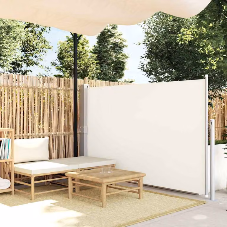 vidaXL Tenda Laterale Retrattile per Patio in Poliestere e Acciaio, L: 514 cm, H: 140 cm, Colore Beige