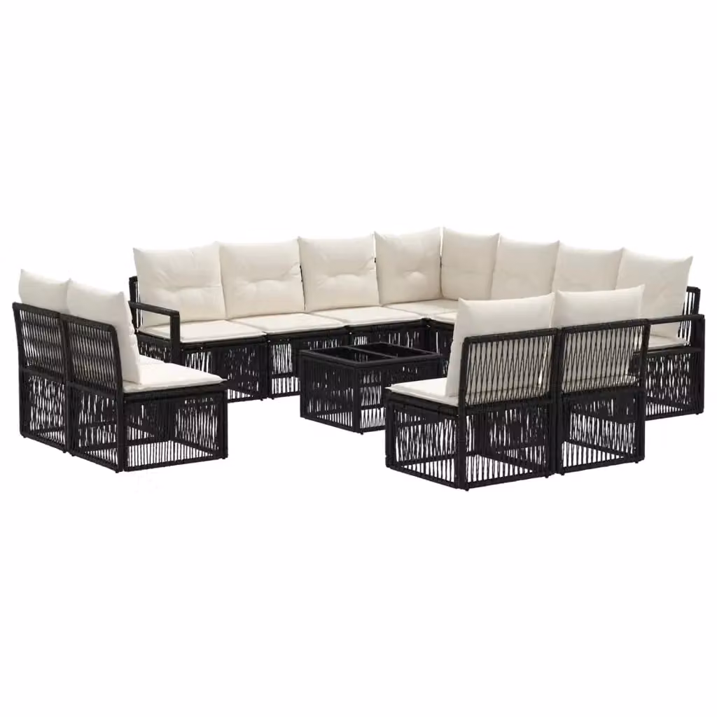 Set Divano da Giardino a L con Tavolino vidaXL, 12 Pezzi, Nero – 2