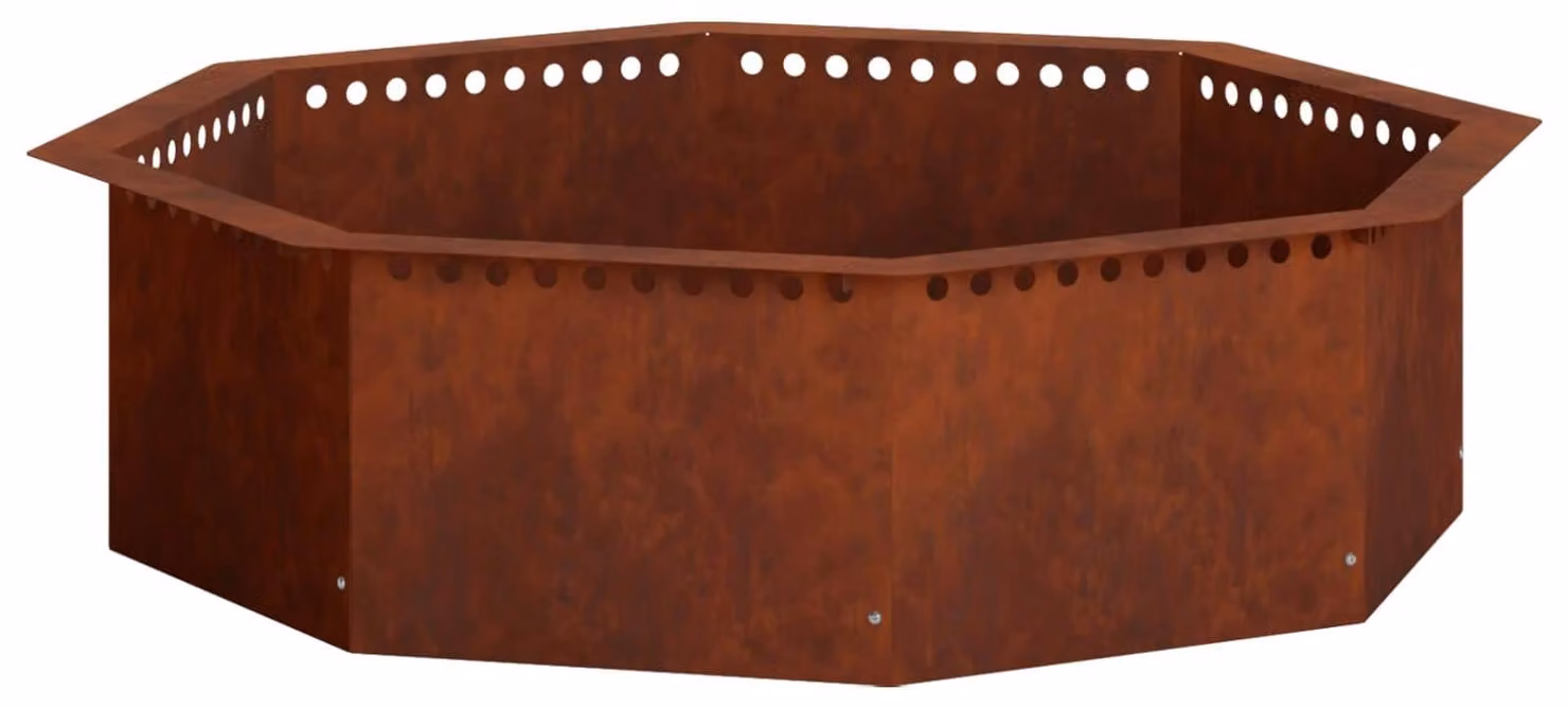 Anello per focolari, aspetto ruggine, 80 x 80 x 25 cm, acciaio resistente agli agenti atmosferici