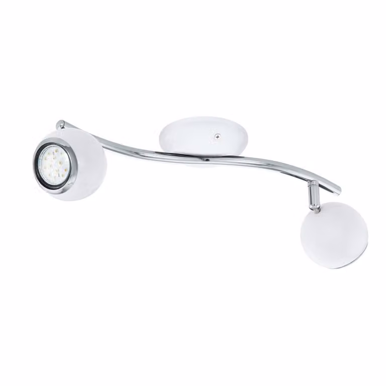 Plafoniera Moderna Bimeda 2 Luci Acciaio Bianco E Cromo