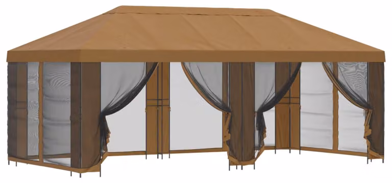 Gazebo con pareti laterali 6 x 3 m Beige Poliestere e Acciaio