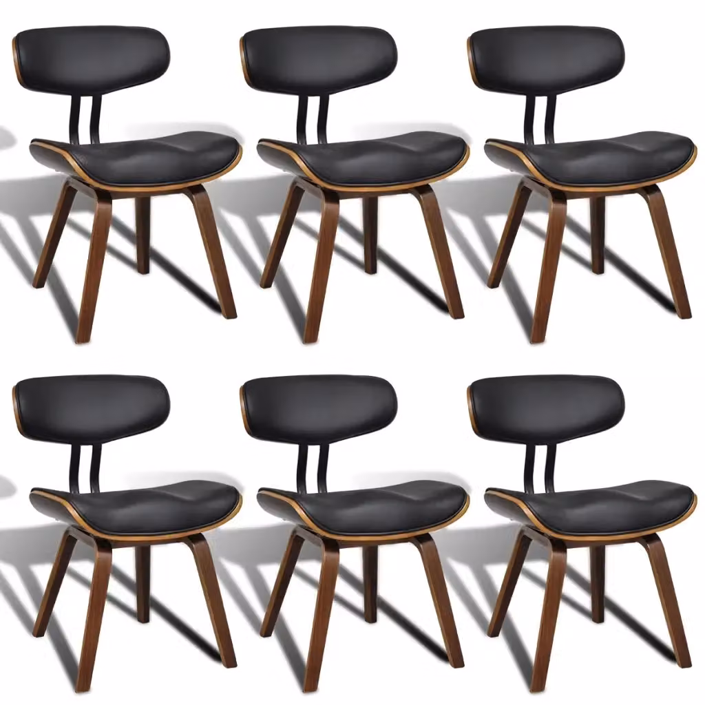 Set di 6 sedie da pranzo moderne vidaXL in legno e similpelle, disponibili in nero o marrone – 2