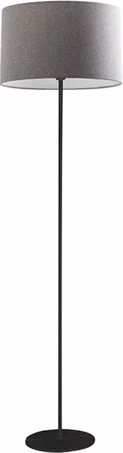 Vivien Piantana Nera - Lampada da Terra con Paralume Cilindrico Grigio, Attacco E27, Potenza 75W, Grado IP20, Altezza 48cm - Rossini