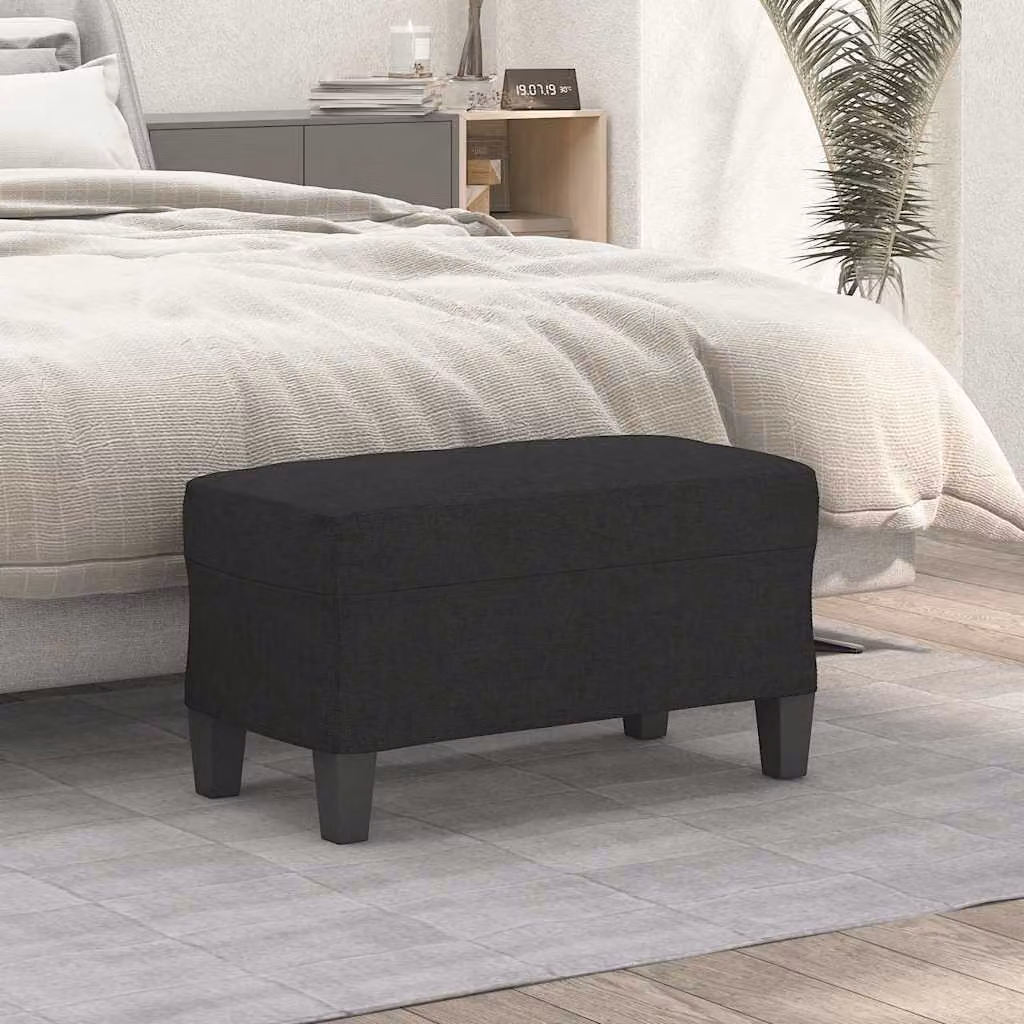 Panca moderna vidaXL in tessuto nero con struttura in legno L: 70 cm, P: 35 cm, H: 41 cm