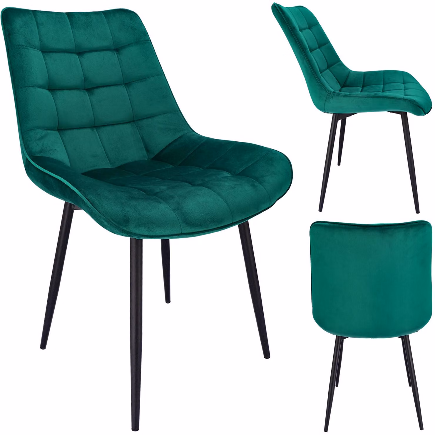 JUMI Sedia da cucina per soggiorno o sala da pranzo, modello MISTY, rivestita in velluto verde