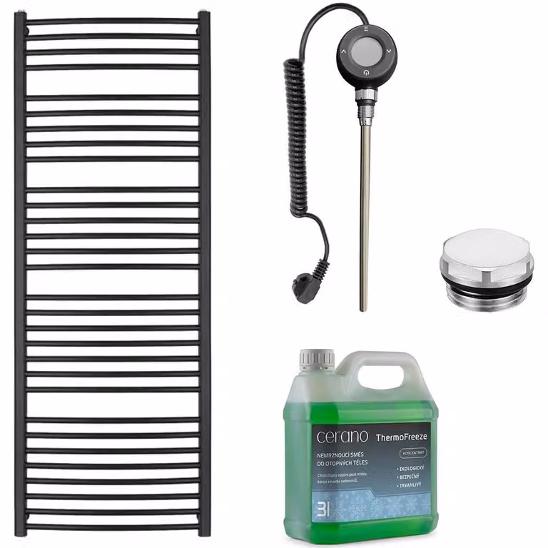 Set di radiatori elettrici da bagno Stefano - WIFI - 600W - nero opaco - 1210x650 mm