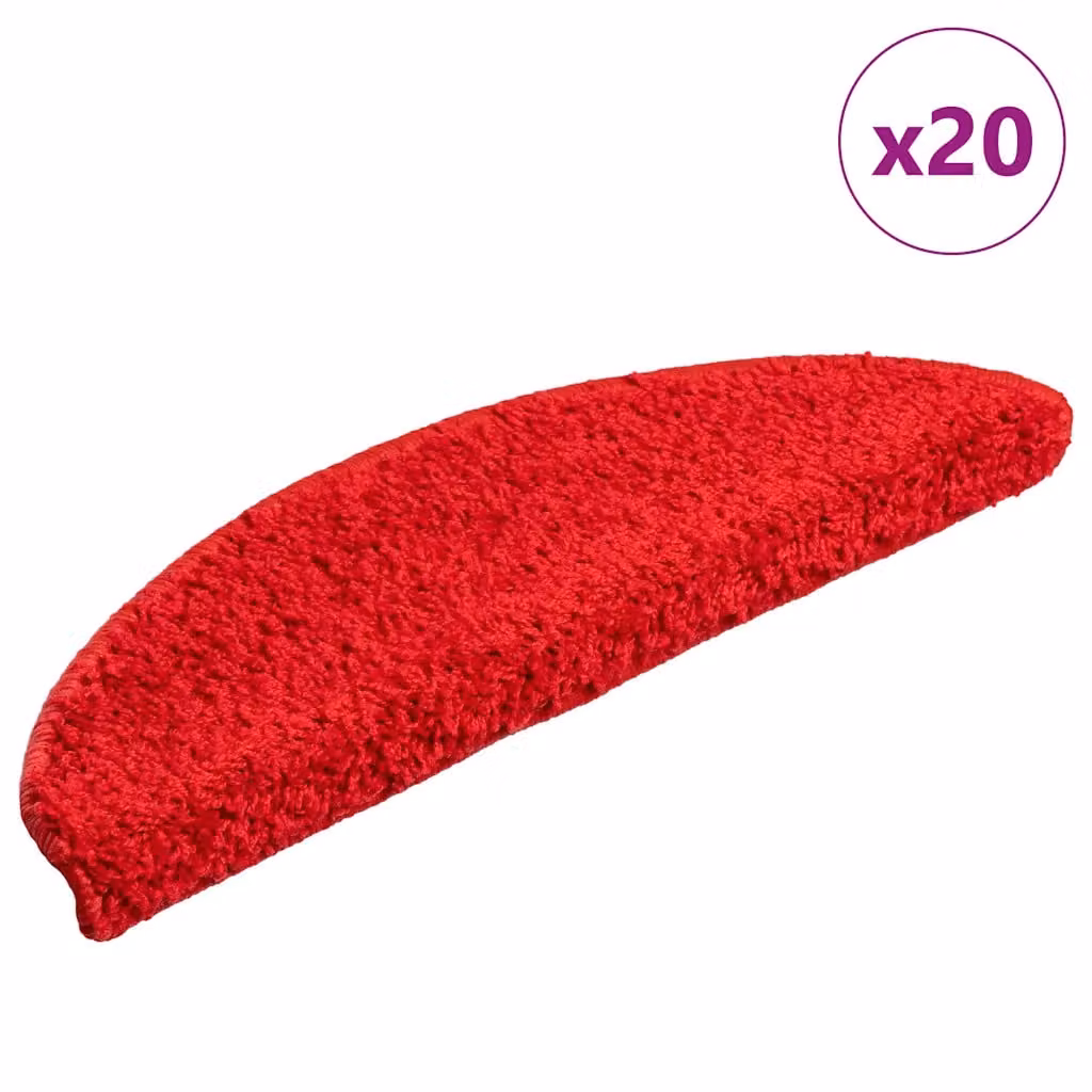 Set di 20 tappetini per scale semicircolari vidaXL rossi, antiscivolo e fonoassorbenti, L: 56 cm, P: 17 cm, H: 3 cm
